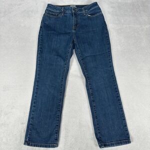 L.L.Bean Jeans Women 10 Petite Blue Classic Fit Straight Leg Stretch Denim Pants